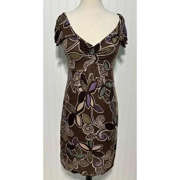 Boden Dress Floral Print Slip On Sheath Style V Neck Mini Length Brown Purple 6 - Picture 12 of 12